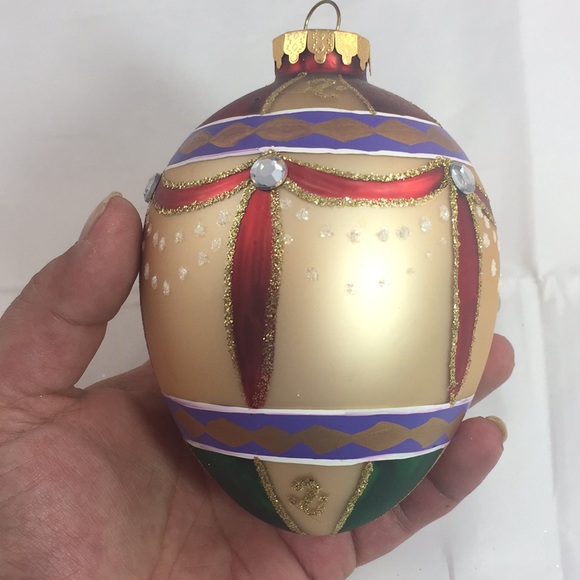 Vintage GKI/Bethlehem Glass Christmas ornament up-cycled with Swarovski Crystals - Picture 5 of 8